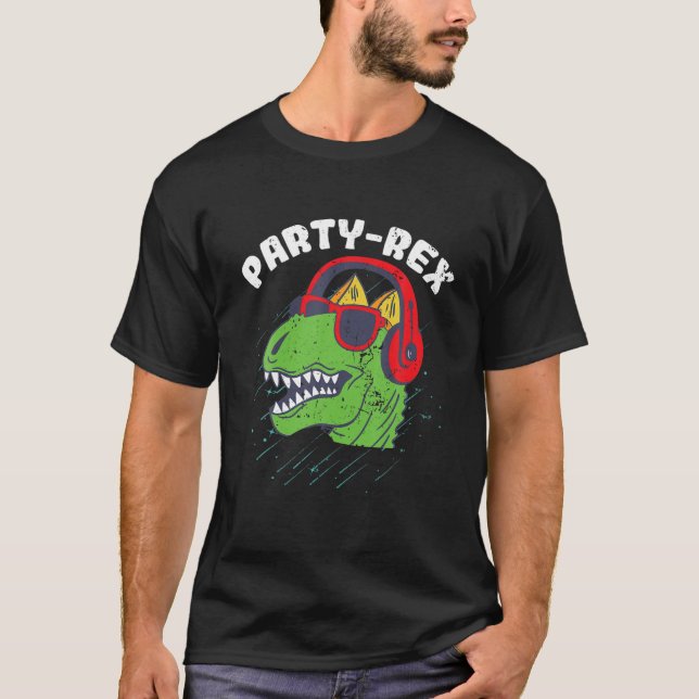 T-shirt Drôle Dinosaure Pun Avec Casque Fête Rex Enfants (Devant)