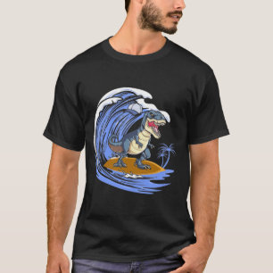 T-shirt Drôle Dinosaure Surf Cadeau Pour Femmes Hommes T-