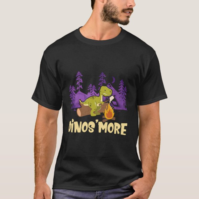 T-shirt Drôle Dinos'More Camping Camp Dinosaur Camper (Devant)