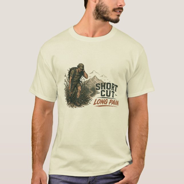 T-shirt drôle disant Raccourci - Douleur Longue (Devant)