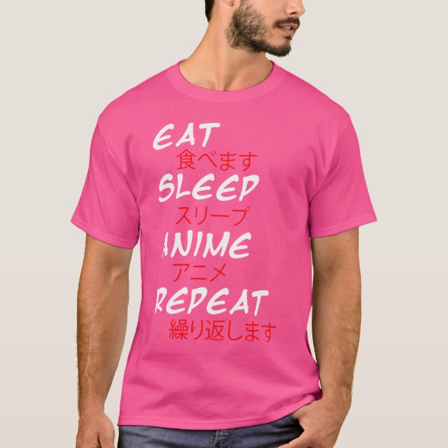 T-shirt Drôle Dit Manger Sleep Anime Répéter Manga Reader  (Devant)