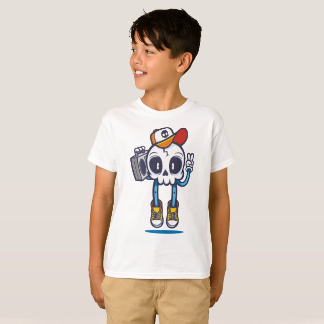 T-shirt Drôle Dj Skull (Devant entier)