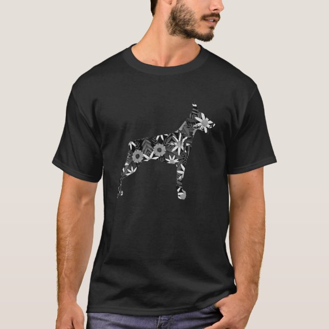 T-shirt Drôle Doberman Art Pour Hommes Femmes Floral Dober (Devant)