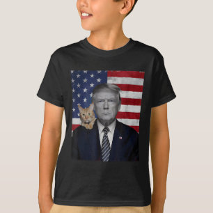 T-shirt Drôle Donald Trump Et Chat Politique Drapeau Usa