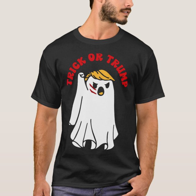 T-shirt Drôle Donald Trump Ghost Fight Fist Trick Ou Trump (Devant)