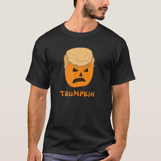 T-shirt Drôle Donald Trumpkin Citrouille Jack-o-lantern (Devant)