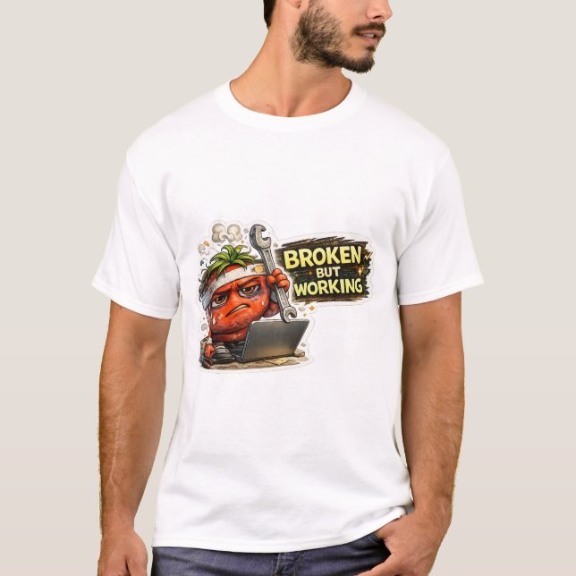 T-shirt drôle d'ordinateur PC rétro cassé mais fon (Devant)