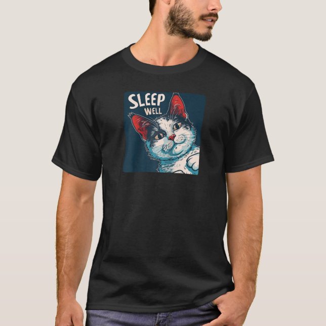 T-shirt Drôle dormir bien Cat Raglan Baseball Tee (Devant)