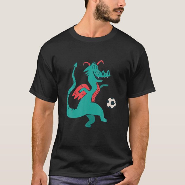 T-shirt Drôle Dragon Jouer Soccer Jeu Football Merch Wo (Devant)