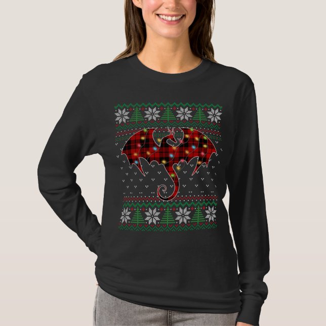 T-shirt Drôle Dragon laide doux lights de Noël Dragon (Devant)
