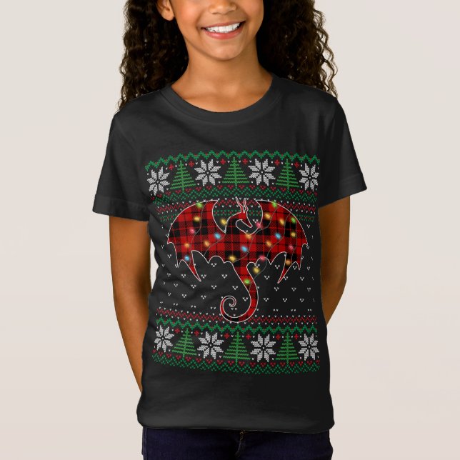 T-Shirt Drôle Dragon laide doux lights de Noël Dragon (Devant)
