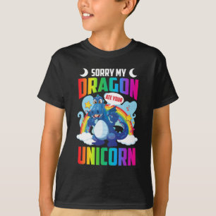 T-shirt Drôle Dragon manger Unicorn