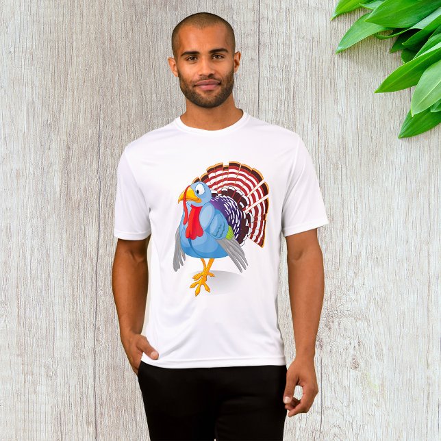 T-shirt Drôle Drôle Carton Bleu Turquie avec des plumes pa (Créateur téléchargé)