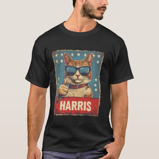 T-shirt Drôle Drôle Chat Dames Sans Enfant Pour Harris 202 (Devant)