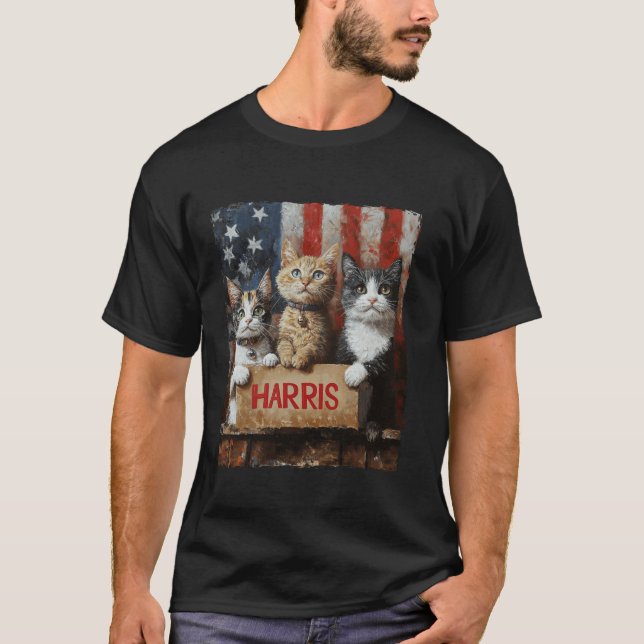 T-shirt Drôle Drôle Chat Dames Sans Enfant Pour Harris 202 (Devant)