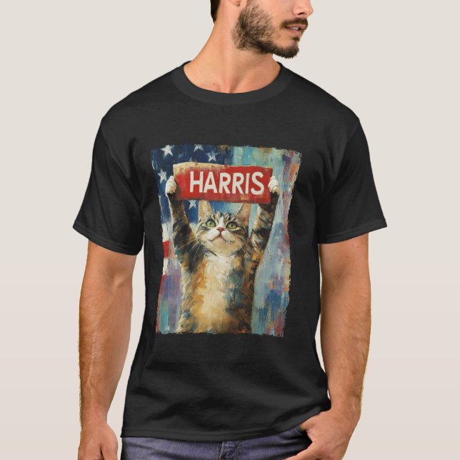 T-shirt Drôle Drôle Chat Dames Sans Enfant Pour Harris 202 (Devant)