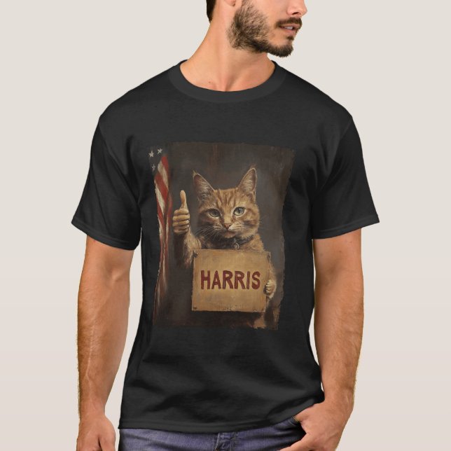 T-shirt Drôle Drôle Chat Dames Sans Enfant Pour Harris 202 (Devant)