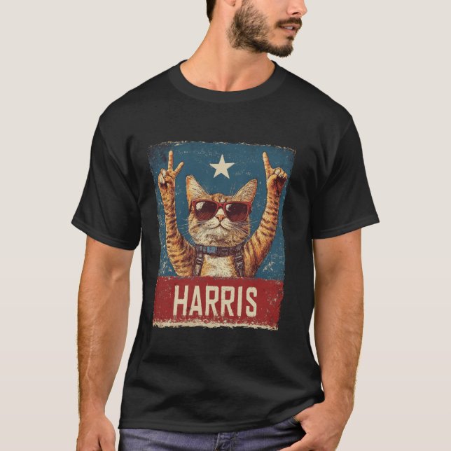 T-shirt Drôle Drôle Chat Dames Sans Enfant Pour Harris 202 (Devant)