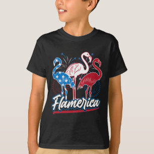T-shirt Drôle drôle de Flamant rose 4 juillet drapeau patr