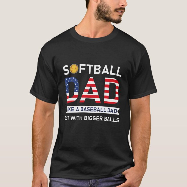 T-shirt Drôle Drôle Drôle de balle molle Papa Baseball Big (Devant)