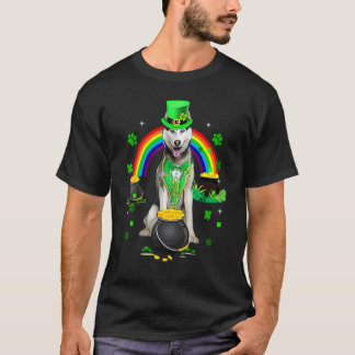 T-shirt Drôle Drôle Husky Sibir Leprechaun Trèfle St Pa