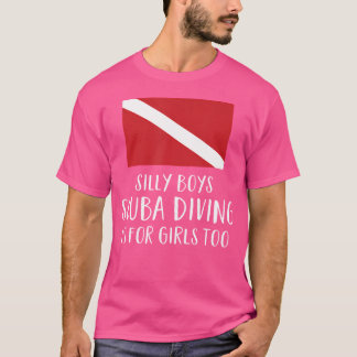 T-shirt Drôle Drôle Plongée Diver Drapeau Plongée Filles F