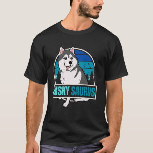 T-shirt Drôle Drôle Portemanteau Husky Sibérien Dinosaure 