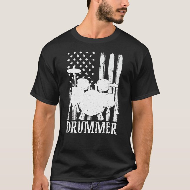 T-shirt Drôle Drummer Art Pour Hommes Femmes Drum Set Drum (Devant)