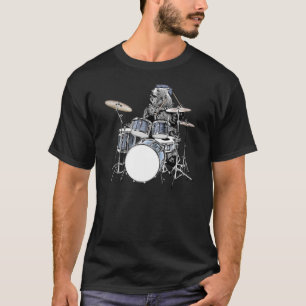 T-shirt Drôle Drummer Bear Punk Rock & Roll Drumming Musiq
