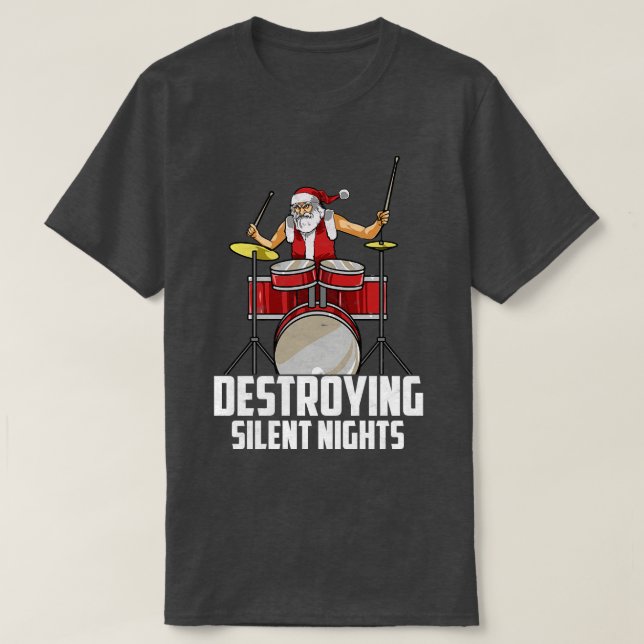 T-shirt Drôle Drummer Christmas Drum Set Drum Player Cadea (Design devant)