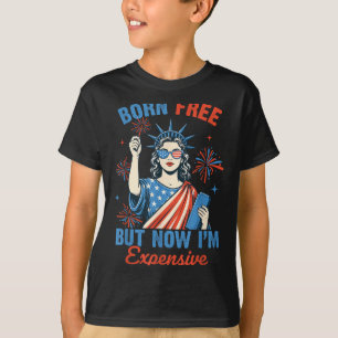 T-shirt Drôle du 4 juillet femmes filles nées mais je suis