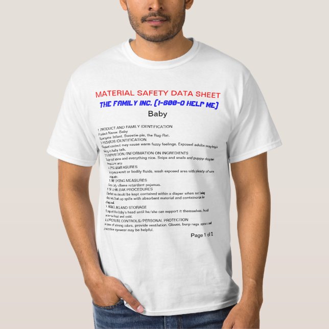 T-shirt drôle du bébé MSDS (Devant)