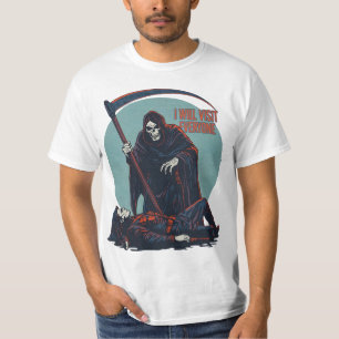 T-shirt drôle du Faucheur – “Je vais rendre visite