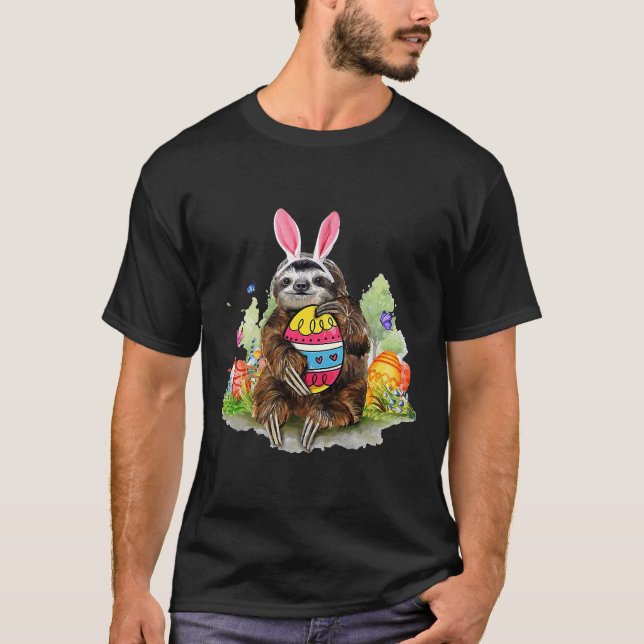 T-shirt Drôle Ear Lapin Avec Oeufs De Pâques (Devant)