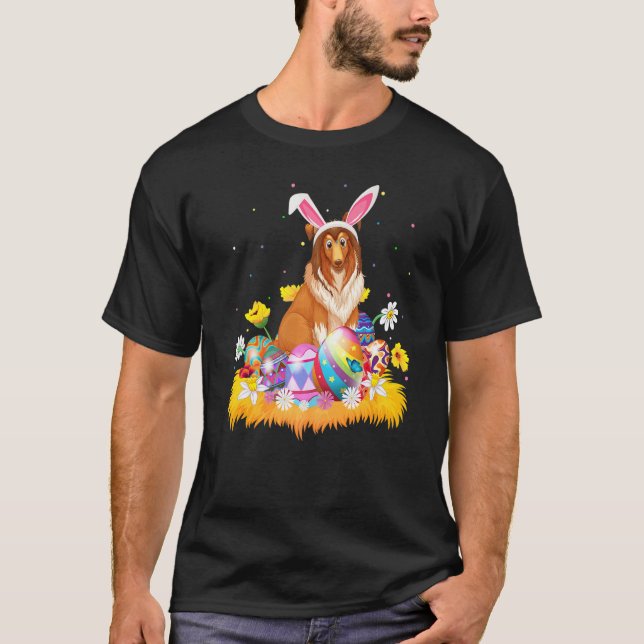 T-shirt Drôle Easter Egg Shetland Sheepdog Easter dimanche (Devant)
