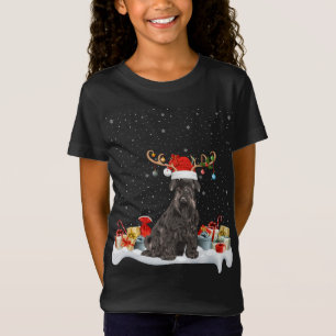 T-Shirt Drôle Éclairage de Noël renne Santa Hat Schnauzer 
