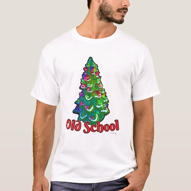 T-shirt Drôle Éclairé Vieux Noël Arbre de Noël Slogan (Devant)