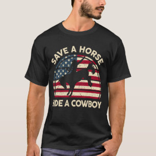 T-shirt Drôle Économisez Un Cheval Promenade Cowboy Wester