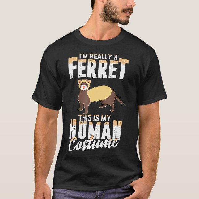 T-shirt Drôle effrayant Ferret Costume humain Halloween Fe (Devant)