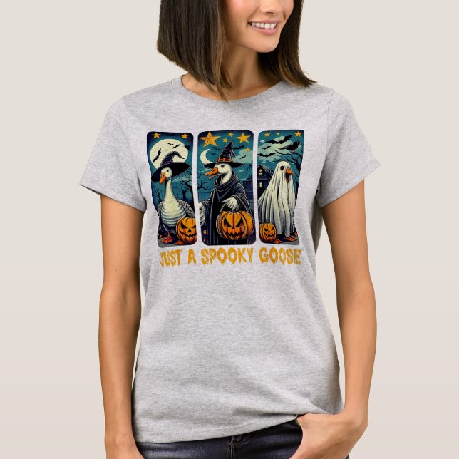 T-shirt Drôle Éffrayant Oie Halloween sorcière Citrouille  (Devant)