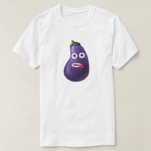 T-shirt Drôle Eggplant Cartoon Caractère Cute Vegetable