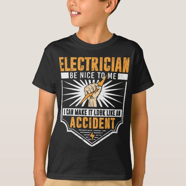 T-shirt Drôle Electricien Art Hommes Femmes Travailler Éle (Devant)
