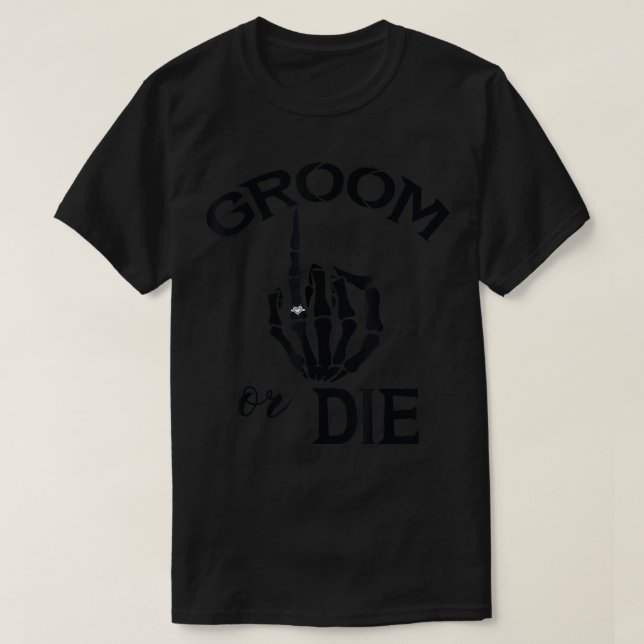T-shirt Drôle Engagé Groom Skeleton Mariage Bague à main p (Design devant)