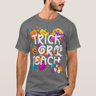T-shirt Drôle Enseignant Citrouille Halloween, Trick ou En