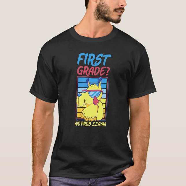 T-shirt Drôle Enseignement École Llama Première Année Sans (Devant)