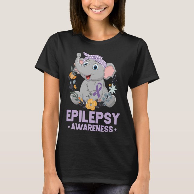 T-shirt Drôle Epilepsie Sensibilisation Fleur Eléphant Rub (Devant)