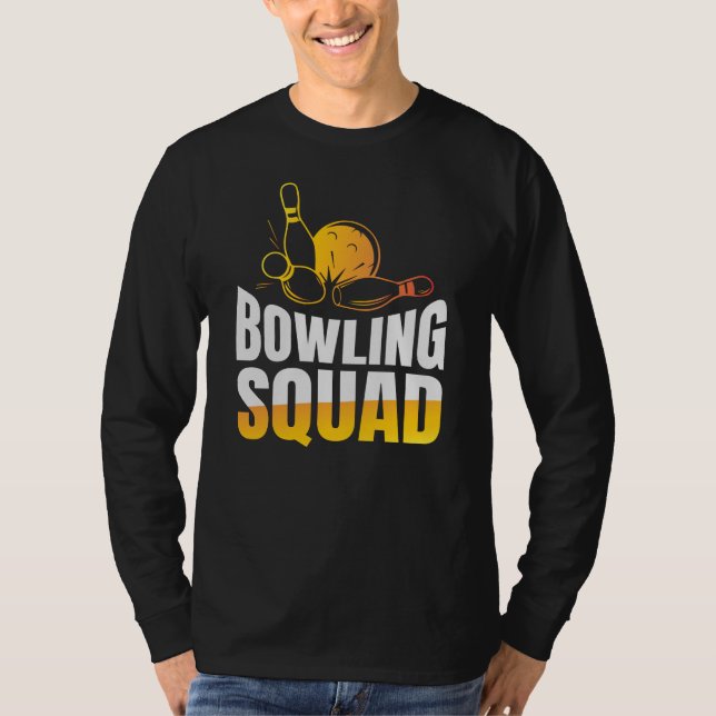 T-shirt Drôle équipe de bowling de rétro à manches longues (Devant)