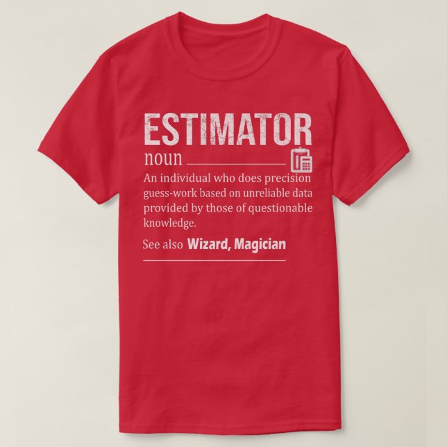T-shirt Drôle Estimateur Définition, Drôle Devis Titres De (Design devant)