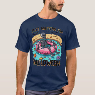 T-shirt Drôle Été 2025 Squelette Éffrayant En Attente