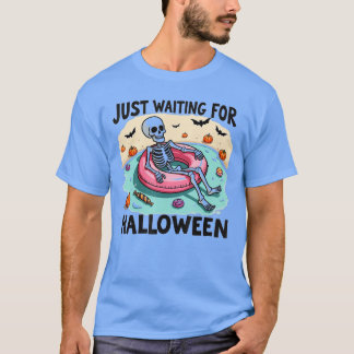 T-shirt Drôle Été 2025 Squelette Éffrayant En Attente